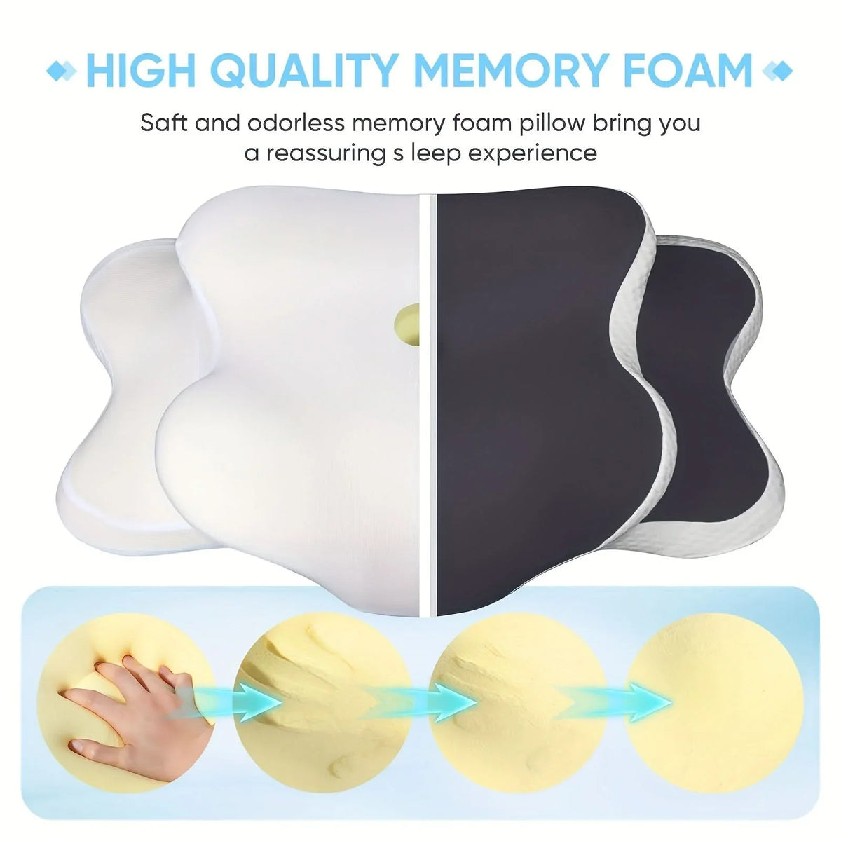 Neck Pillow Ergonomic Memory Foam Breathable Cover