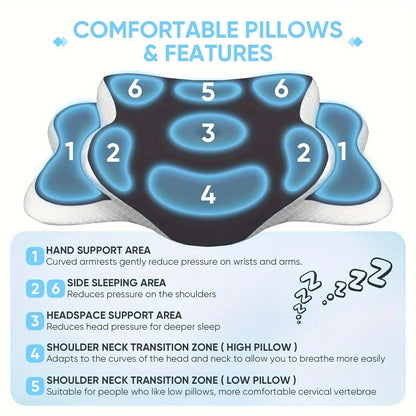 Neck Pillow Ergonomic Memory Foam Breathable Cover