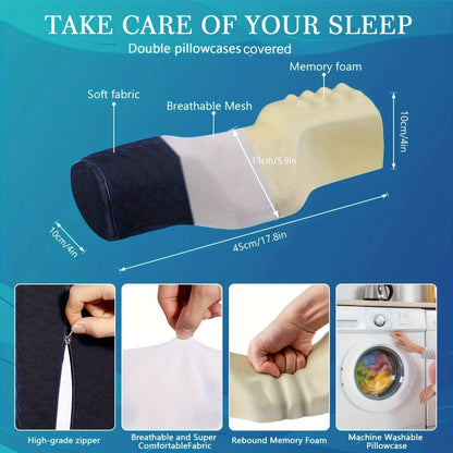Neck Pillow Ergonomic Memory Foam Removable Washable Cover