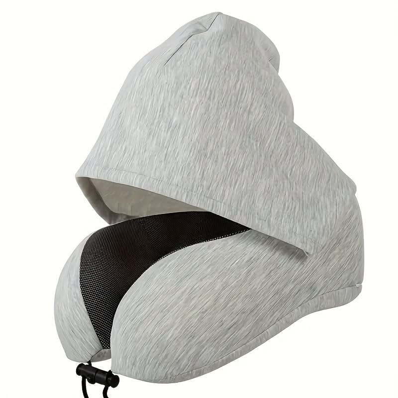 Neck Pillow Ergonomic U-Shaped With Attached Hood