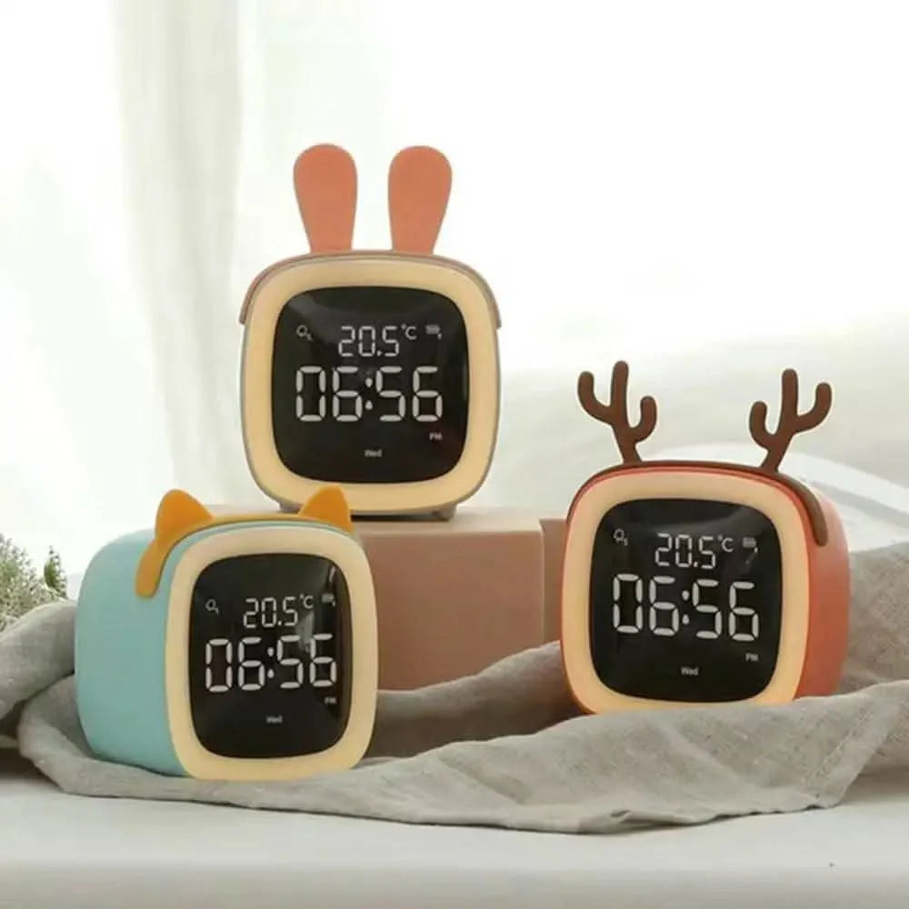 Night Light Alarm Clock Stepless Dimmable LED Animal Designs