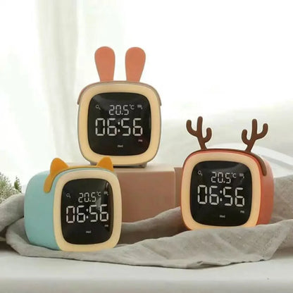 Night Light Alarm Clock Stepless Dimmable LED Animal Designs