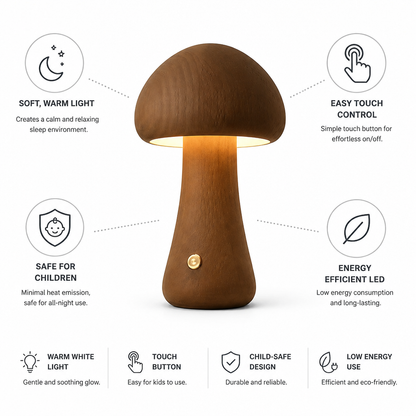 Night Light Mushroom Touch Control Warm White LED