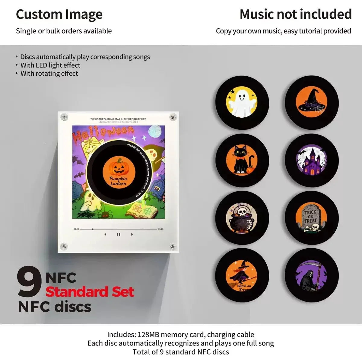 Night Light NFC Activated Rotating Vinyl Record Magnetic Mount