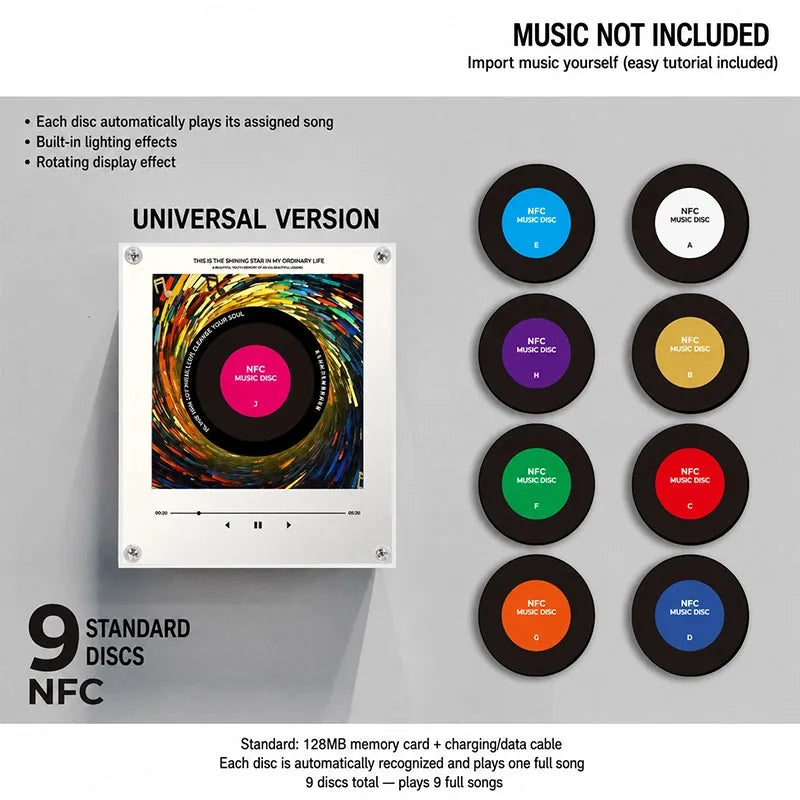 Night Light Rotating Vinyl Disc NFC Activation Magnetic Mount