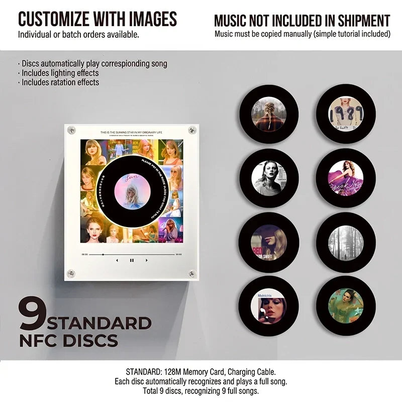 Night Light Rotating Vinyl Record NFC Magnetic Mount
