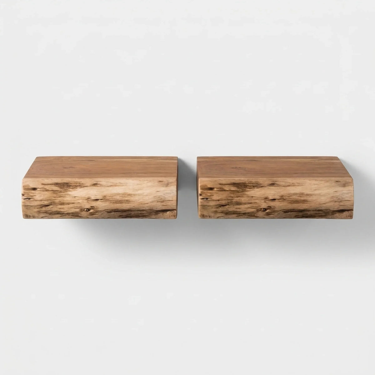 Nightstand Set Wall-Mounted Acacia Wood Set of 2