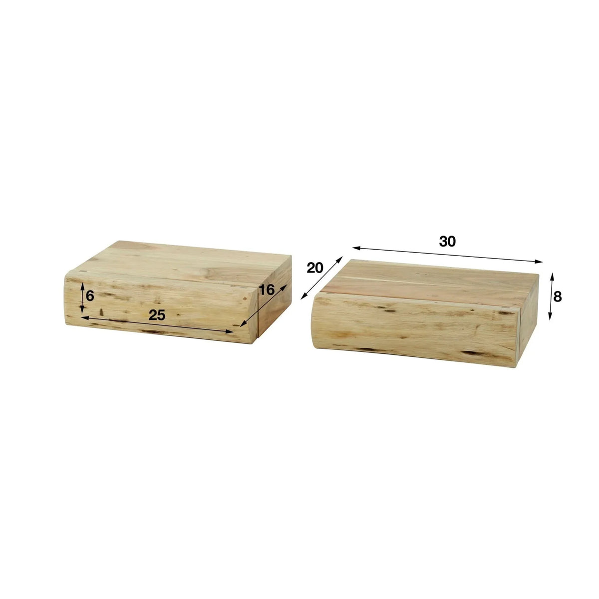 Nightstand Set Wall-Mounted Acacia Wood Set of 2