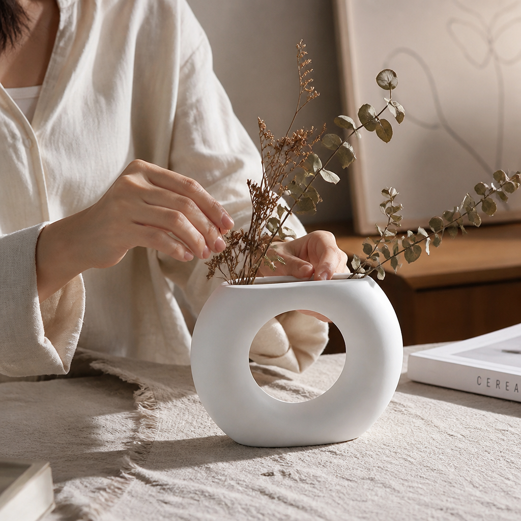 Nordic Geometric Ceramic Tabletop Vase
