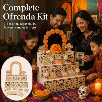 Ofrenda Altar Display Wooden Three-Tier Tabletop Decor