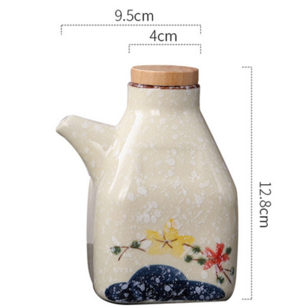 Oil & Sauce Dispenser Hand-Painted Ceramic Drip-Free Spout
