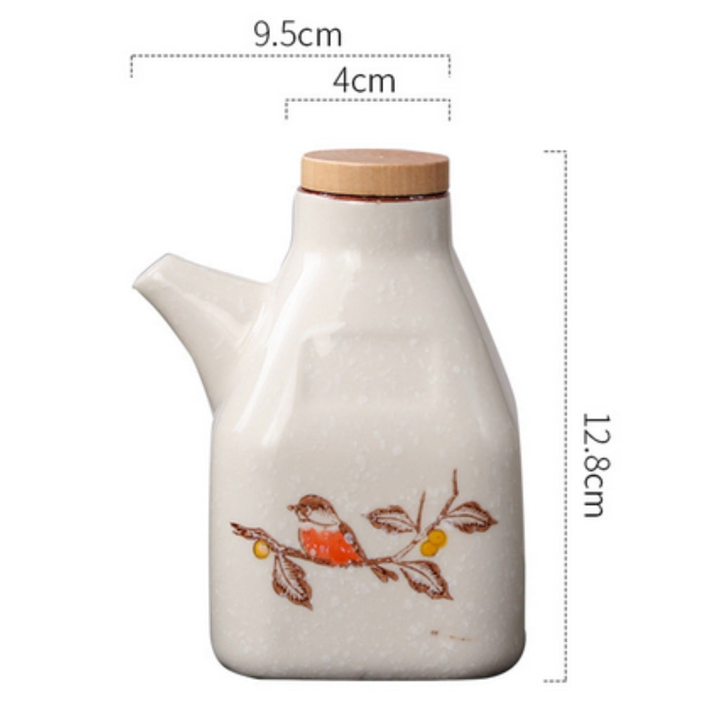 Oil & Sauce Dispenser Hand-Painted Ceramic Drip-Free Spout