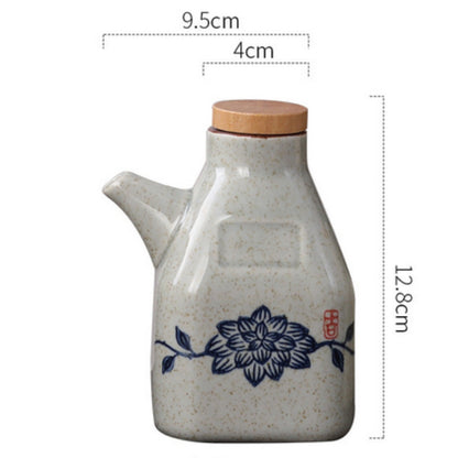 Oil & Sauce Dispenser Hand-Painted Ceramic Drip-Free Spout