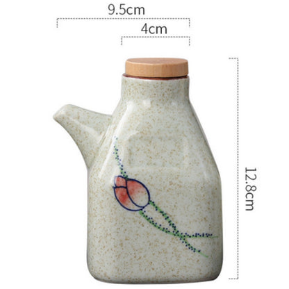 Oil & Sauce Dispenser Hand-Painted Ceramic Drip-Free Spout