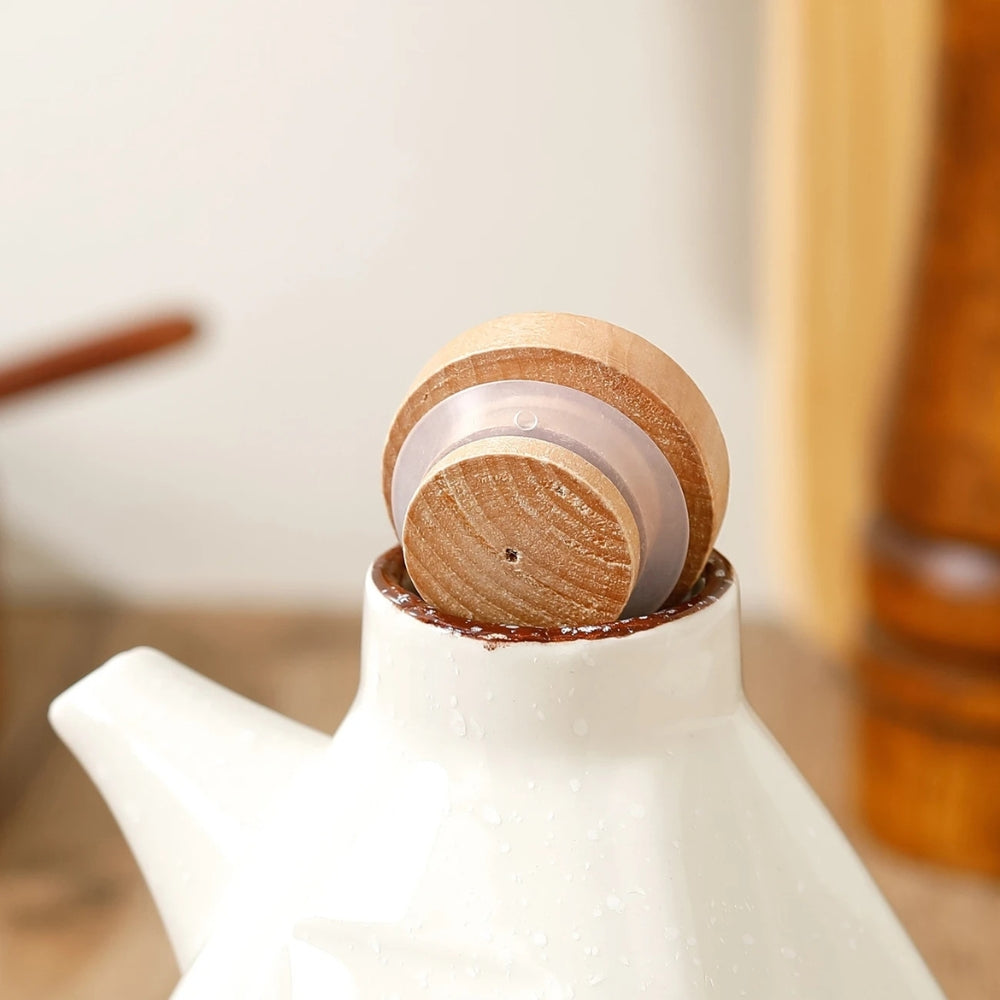 Oil & Sauce Dispenser Hand-Painted Ceramic Drip-Free Spout