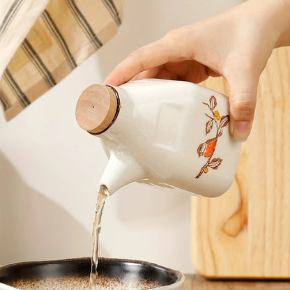Oil & Sauce Dispenser Hand-Painted Ceramic Drip-Free Spout