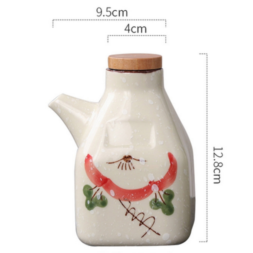 Oil & Sauce Dispenser Hand-Painted Ceramic Drip-Free Spout