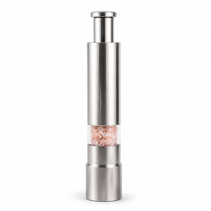 One-Hand Push Stainless Steel Salt & Pepper Grinder (Set of 2)