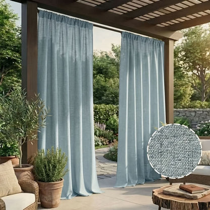 Outdoor Curtain Weather-Resistant Linen-Like Polyester For Shade & Privacy
