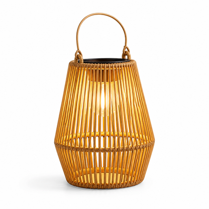 Outdoor Hanging Lanterns Solar-Powered Woven Set of Two