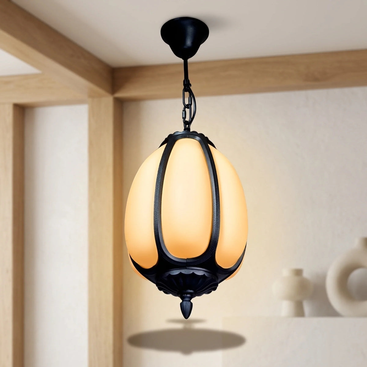 Outdoor Pendant Light Pumpkin-Shaped Waterproof & Hardwired