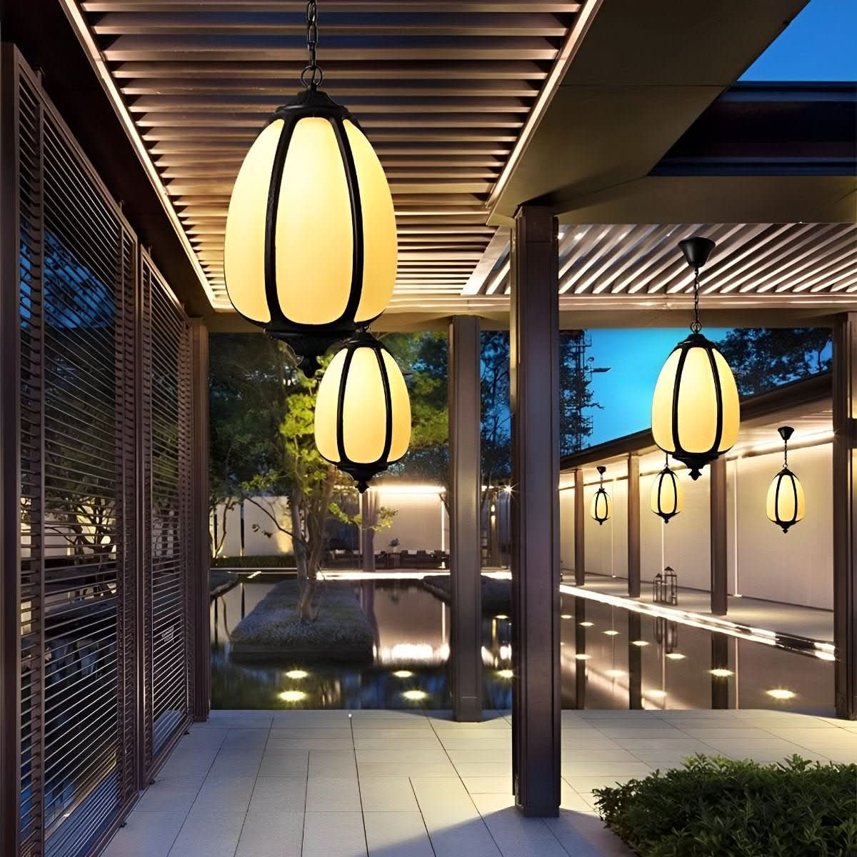Outdoor Pendant Light Pumpkin-Shaped Waterproof & Hardwired