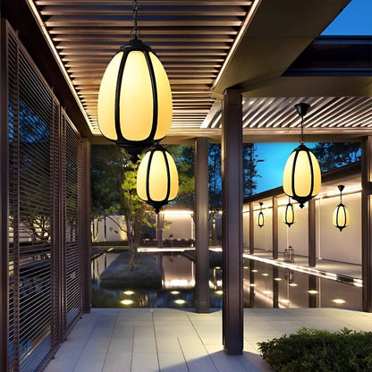 Outdoor Pendant Light Pumpkin-Shaped Waterproof & Hardwired