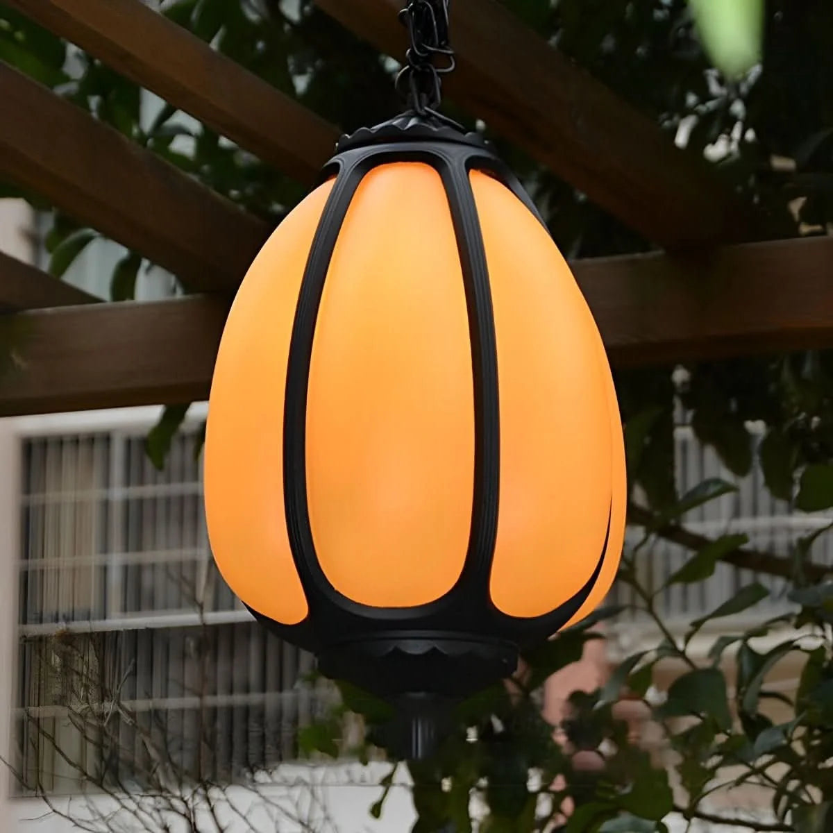 Outdoor Pendant Light Pumpkin-Shaped Waterproof & Hardwired