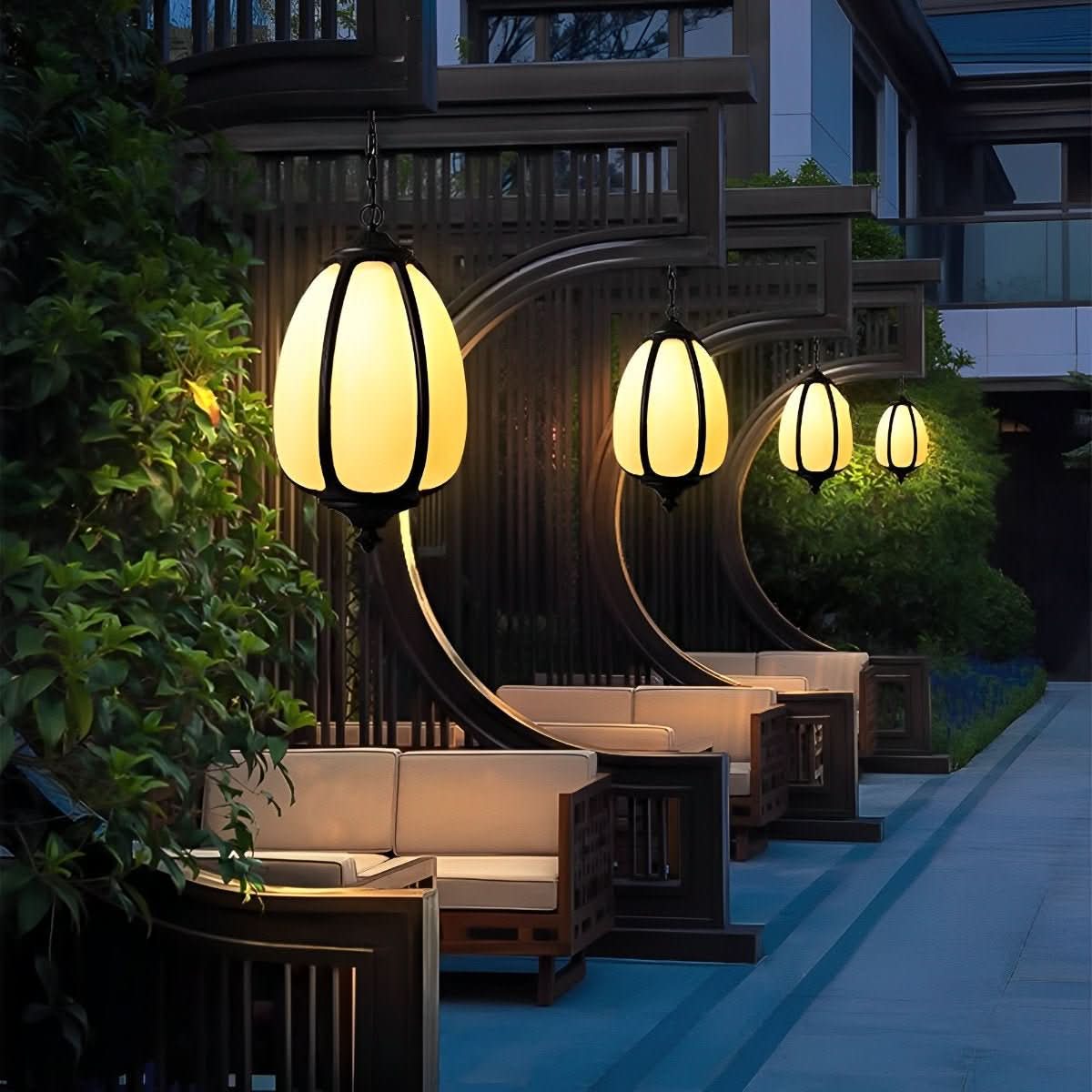 Outdoor Pendant Light Pumpkin-Shaped Waterproof & Hardwired