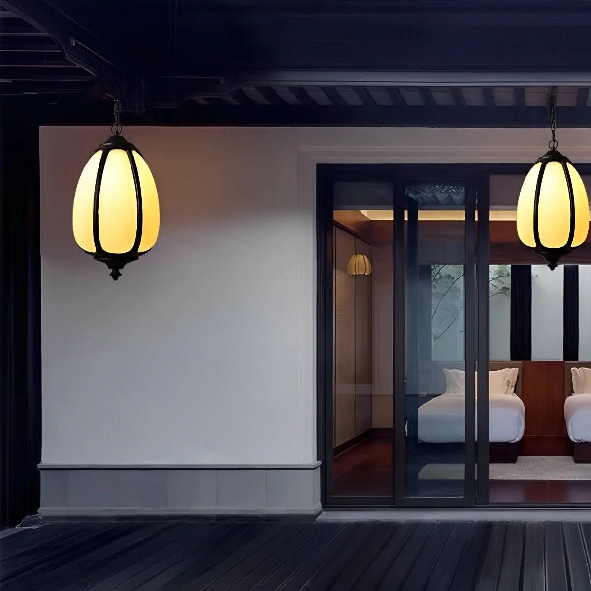 Outdoor Pendant Light Pumpkin-Shaped Waterproof & Hardwired