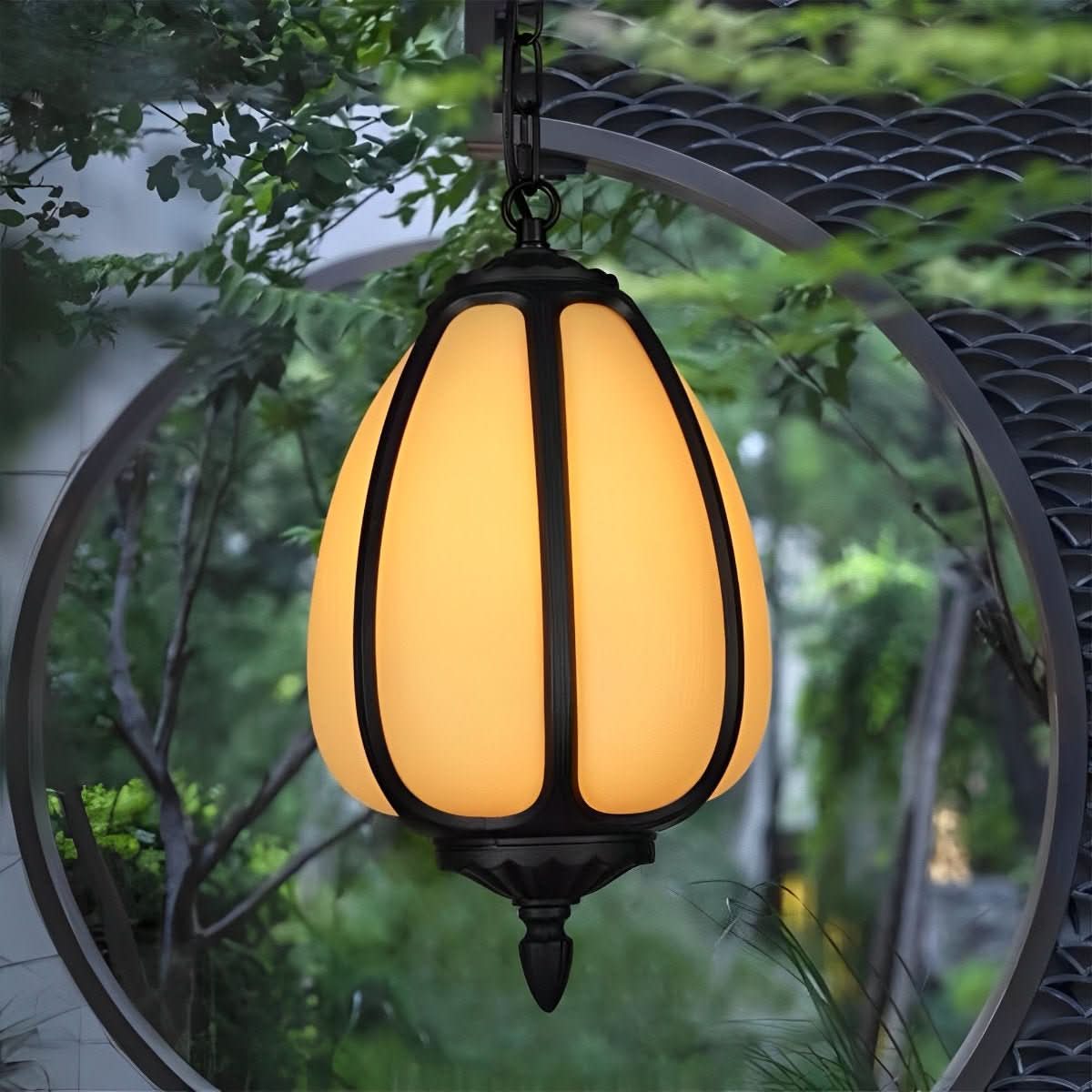 Outdoor Pendant Light Pumpkin-Shaped Waterproof & Hardwired