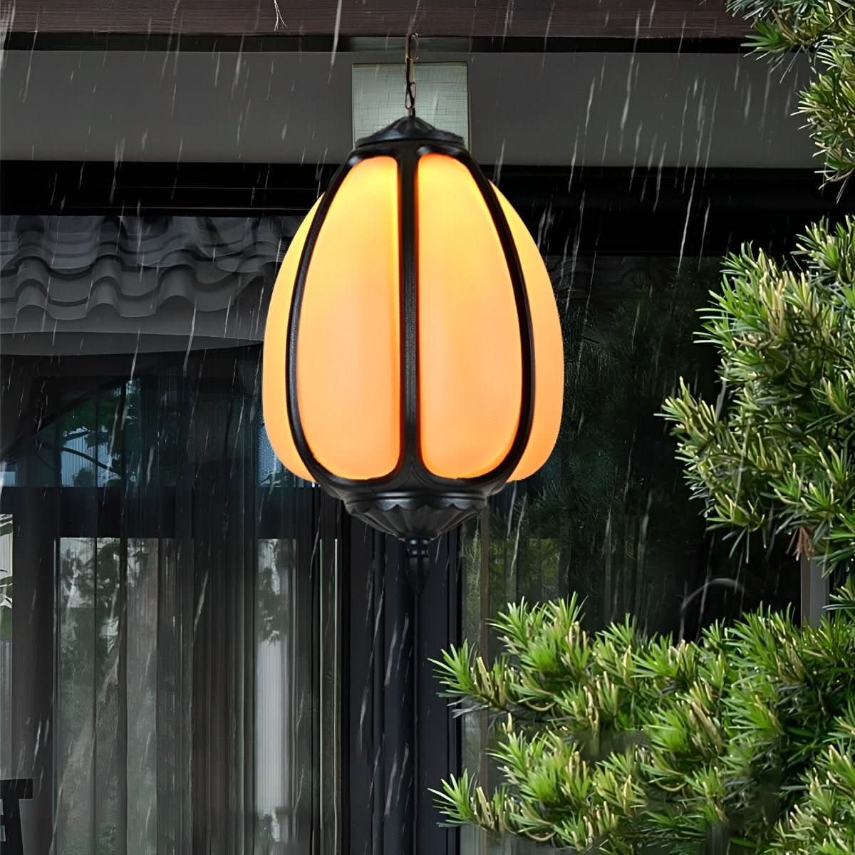 Outdoor Pendant Light Pumpkin-Shaped Waterproof & Hardwired