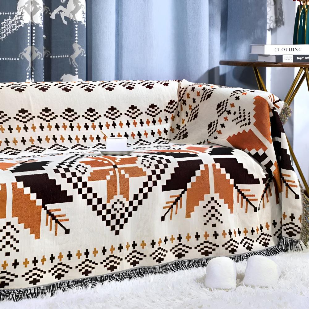 Outdoor Picnic Mat Moroccan Boho Microfiber & Cotton Water-Resistant