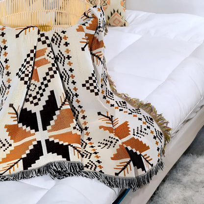 Outdoor Picnic Mat Moroccan Boho Microfiber & Cotton Water-Resistant