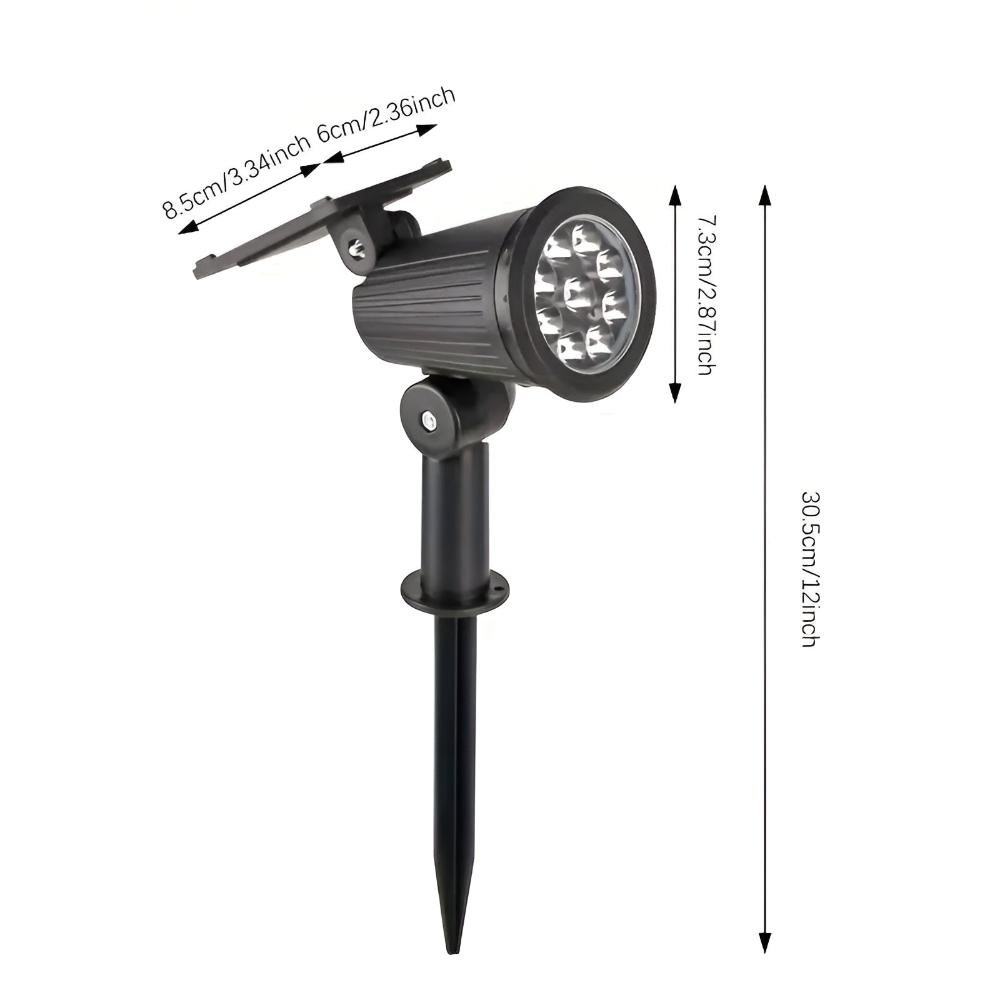 Outdoor Solar Spotlight Daylight White Adjustable Angle 8-Hour Runtime