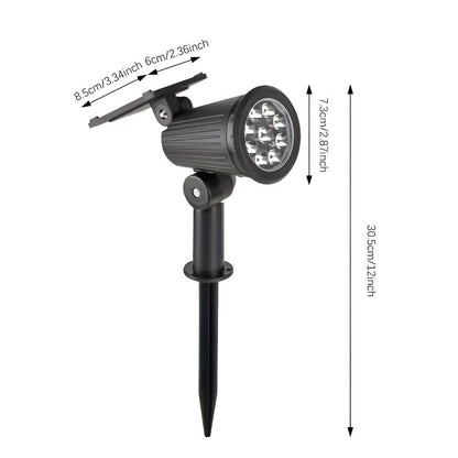 Outdoor Solar Spotlight Daylight White Adjustable Angle 8-Hour Runtime
