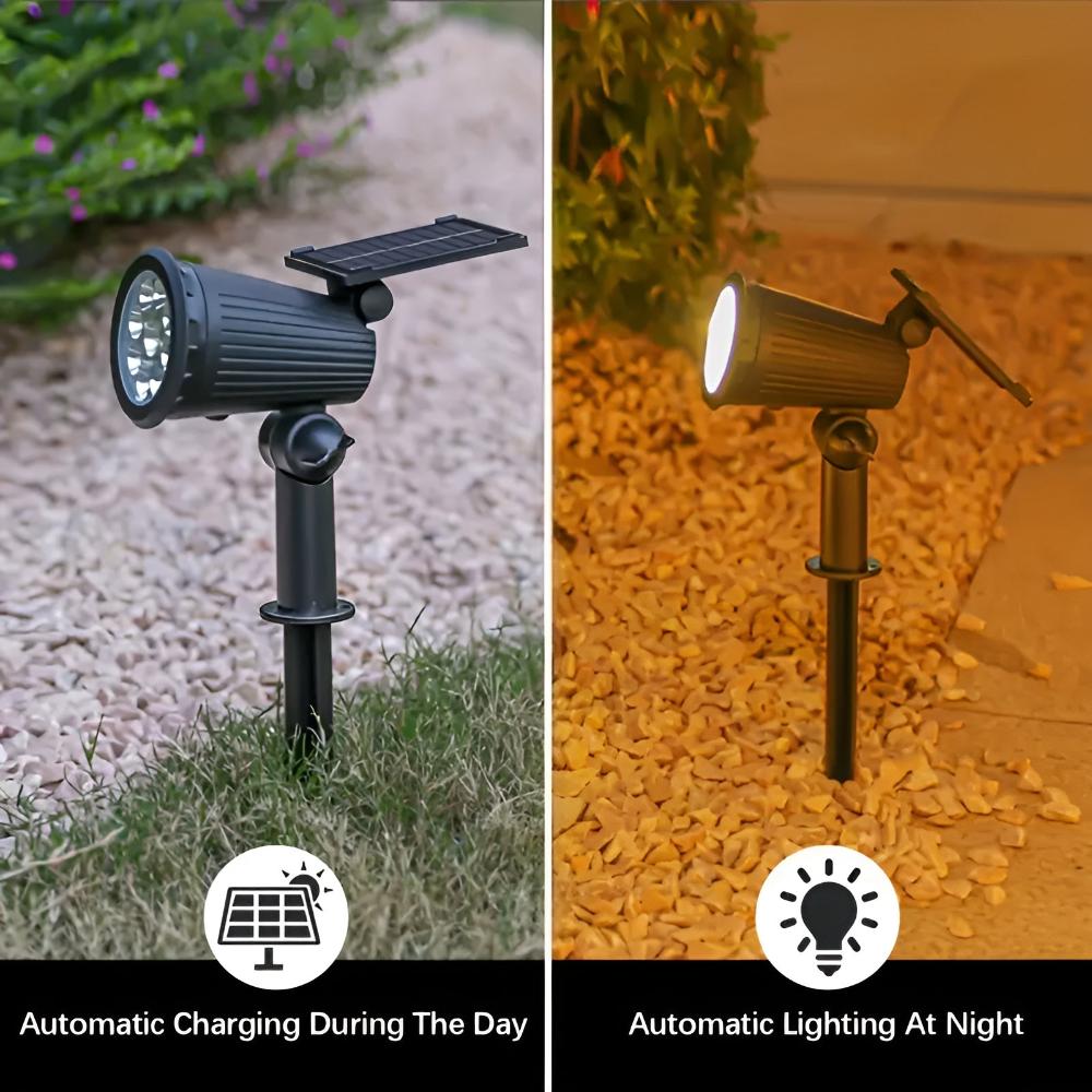 Outdoor Solar Spotlight Daylight White Adjustable Angle 8-Hour Runtime