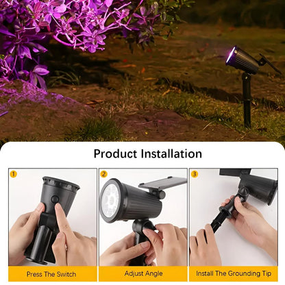 Outdoor Solar Spotlight Daylight White Adjustable Angle 8-Hour Runtime