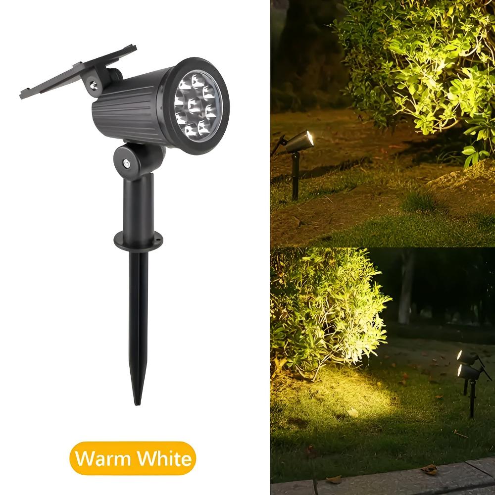 Outdoor Solar Spotlight Daylight White Adjustable Angle 8-Hour Runtime