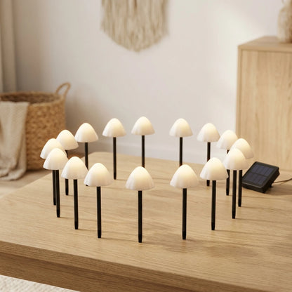 Outdoor String Lights Mushroom-Shaped Solar Warm White & Multicolor