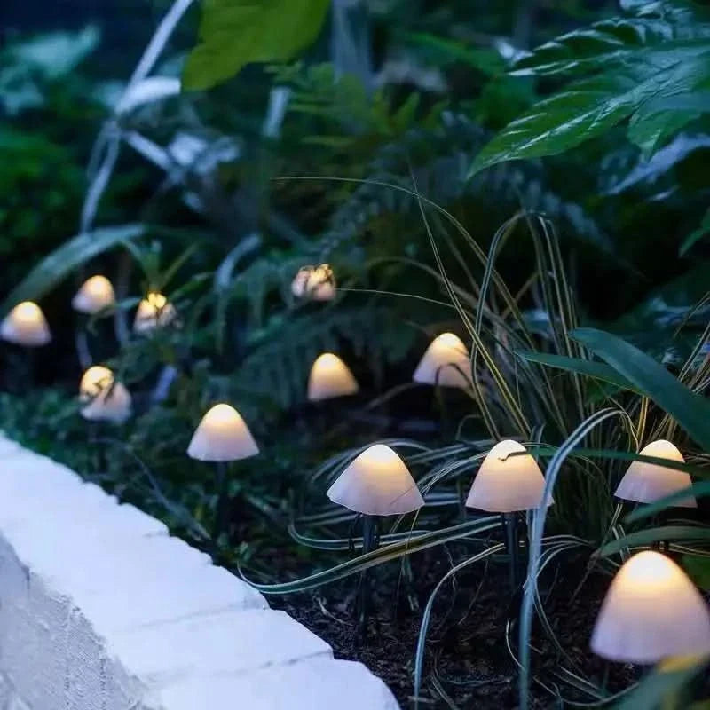 Outdoor String Lights Mushroom-Shaped Solar Warm White & Multicolor