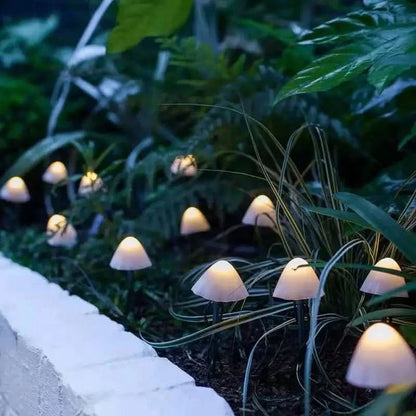 Outdoor String Lights Mushroom-Shaped Solar Warm White & Multicolor