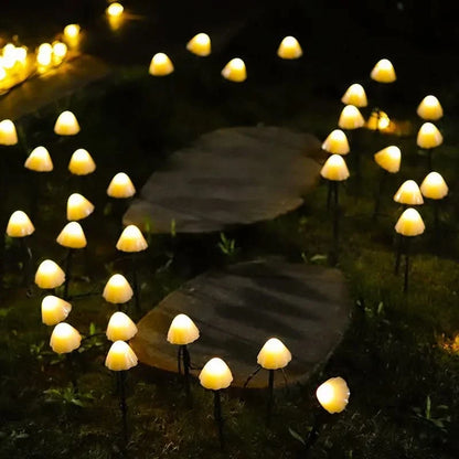 Outdoor String Lights Mushroom-Shaped Solar Warm White & Multicolor