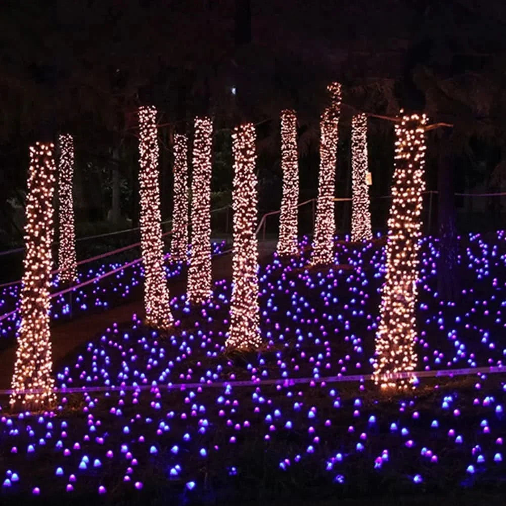 Outdoor String Lights Mushroom-Shaped Solar Warm White & Multicolor