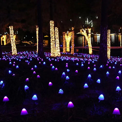Outdoor String Lights Mushroom-Shaped Solar Warm White & Multicolor