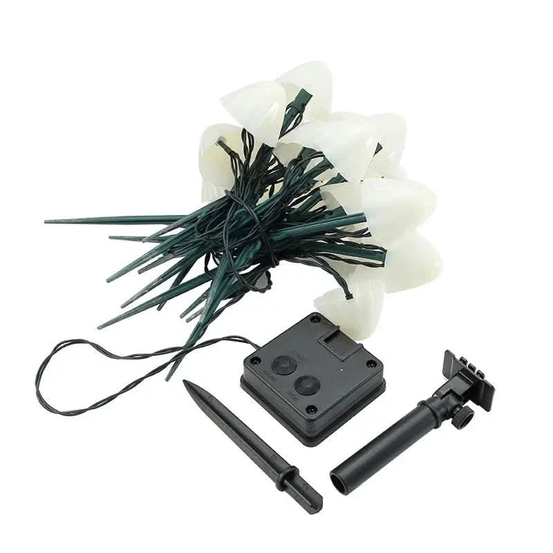 Outdoor String Lights Mushroom-Shaped Solar Warm White & Multicolor