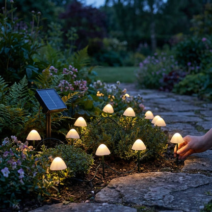 Outdoor String Lights Mushroom-Shaped Solar Warm White & Multicolor