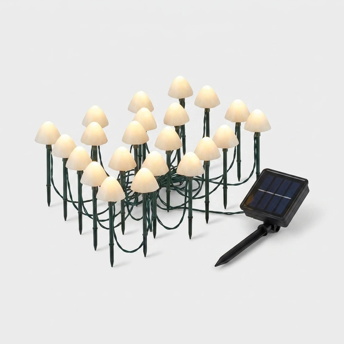 Outdoor String Lights Mushroom-Shaped Solar Warm White & Multicolor