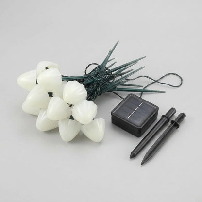 Outdoor String Lights Mushroom-Shaped Solar Warm White & Multicolor