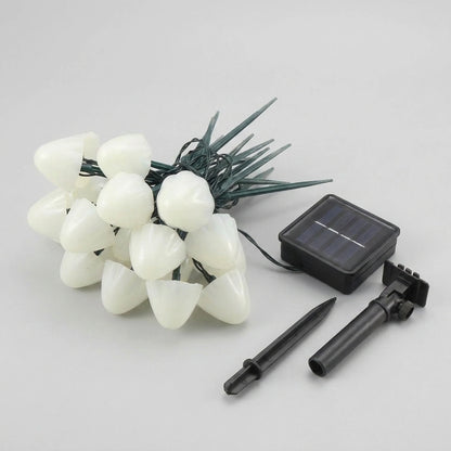 Outdoor String Lights Mushroom-Shaped Solar Warm White & Multicolor
